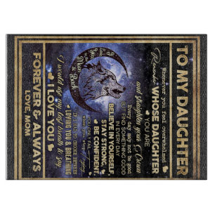 To My Daughter Wolf Birthday Gift, Funny Gift Cutting Board