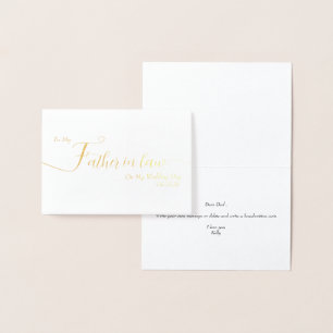 To My Father In Law on My Wedding Day Thank You Foil Card
