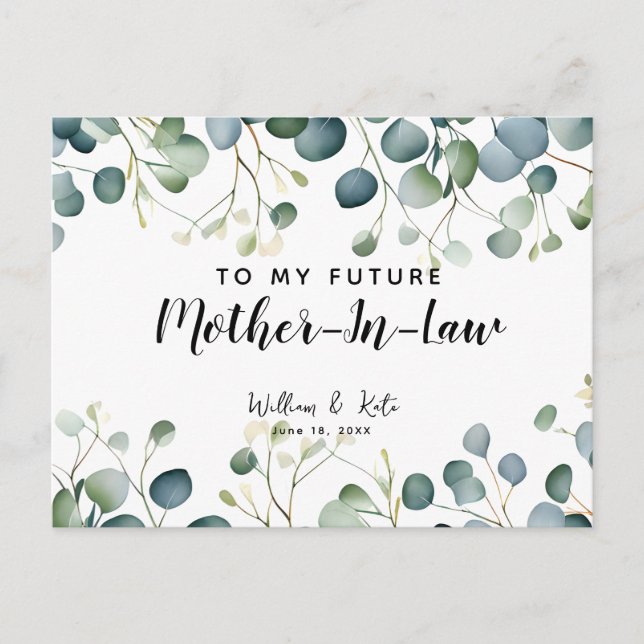 To my future Mother-in-law greenery eucalyptus Postcard (Front)