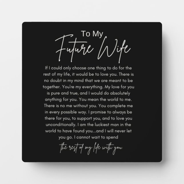 To My Future Wife Plaque (Front)