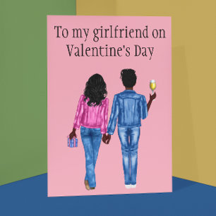 To my Girlfriend on Valentine's Day Watercolor Holiday Card