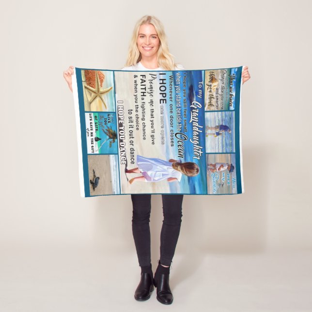 To My Granddaughter Beach And Sea My Sunshine Fleece Blanket (In Situ)