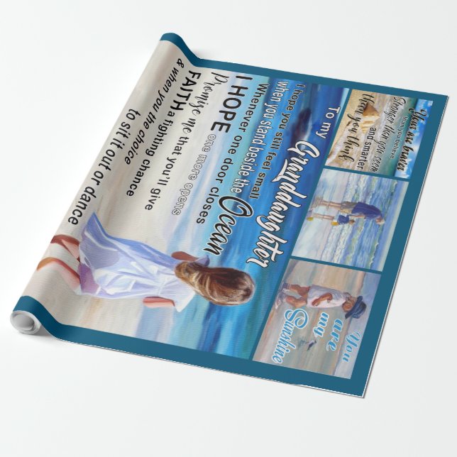 To My Granddaughter Beach And Sea My Sunshine Wrapping Paper (Unrolled)