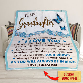 To My Granddaughter Blanket, Personalised Name Fleece Blanket