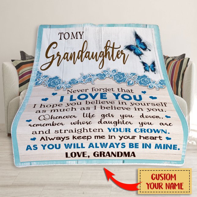 To My Granddaughter Blanket, Personalised Name Fleece Blanket (Creator Uploaded)