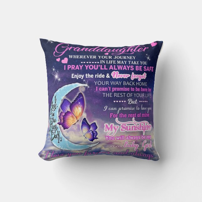 To My Granddaughter Butterflies Birthday Gift Idea Cushion (Front)