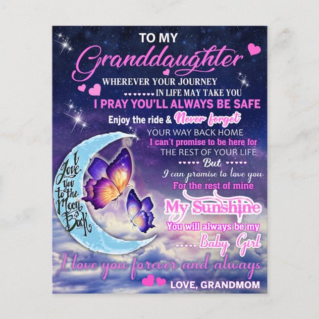 To My Granddaughter Butterflies Birthday Gift Idea Flyer (Front)