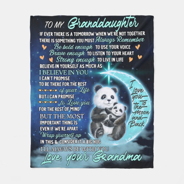To My Granddaughter Elephant Birthday Gift Idea Fleece Blanket (Front)