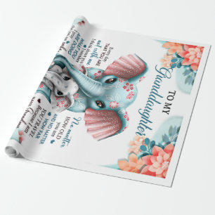 To My Granddaughter Elephant Birthday Gift Idea Wrapping Paper