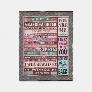 To My Granddaughter gift Fleece Blanket