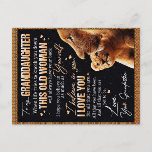 To My Granddaughter Gift From Grandma, Lion Lovers Announcement Postcard