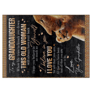 To My Granddaughter Gift From Grandma, Lion Lovers Cutting Board
