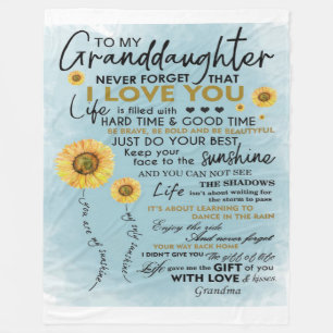 To My Granddaughter Gift, Grandkids Birthday Gift Fleece Blanket