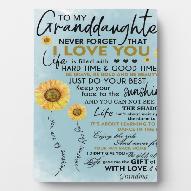 To My Granddaughter Gift, Grandkids Birthday Gift Plaque (Front)