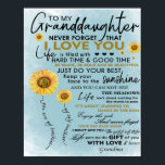 To My Granddaughter Gift, Grandkids Birthday Gift Poster<br><div class="desc">To My Granddaughter Gift,  Grandkids Birthday Gift</div>