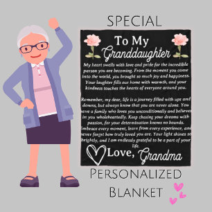 To My Granddaughter PEONY Personalised Blanket