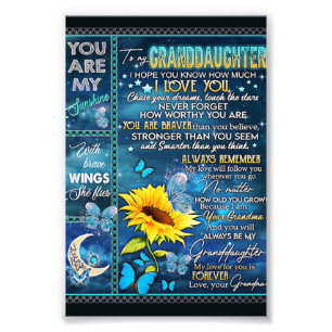 To My Granddaughter Sunflower Gift, Baby Gift Photo Print