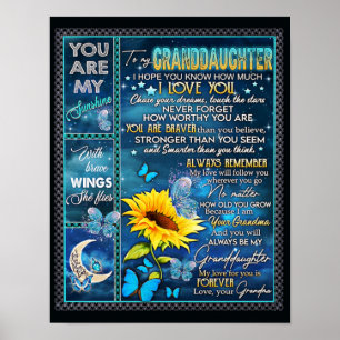 To My Granddaughter Sunflower Gift, Baby Gift Poster