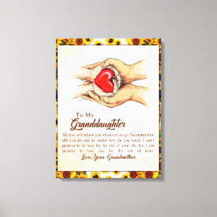 To My Granddaughter Sunflower Gift From Grandma Canvas Print