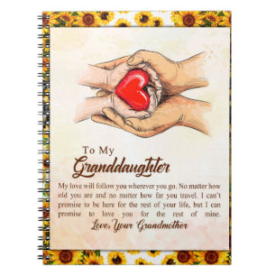 To My Granddaughter Sunflower Gift From Grandma Notebook