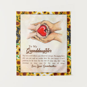 To My Granddaughter Sunflower Gift From Grandma Tapestry