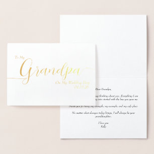 To My Grandpa On My Wedding Day Elegant Script Foil Card