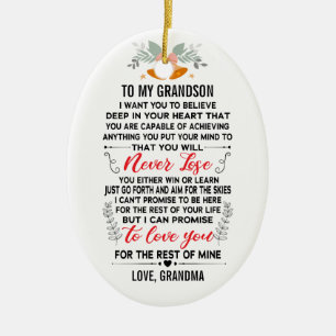 To My Grandson From Grandma with Custom Name Ceramic Tree Decoration