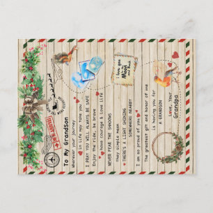 To My Grandson Gift,Grandson And Grandpa,Bird Love Postcard
