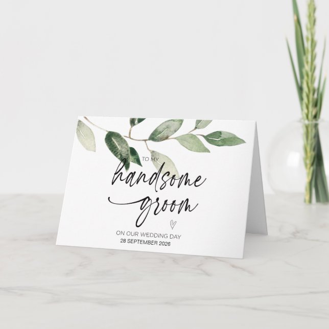 To My Handsome Groom on Our Wedding Day From Wife  Card (Front)