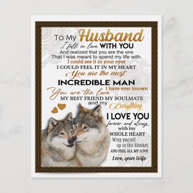 To My Husband, Couple Wolf Gift, Wedding Gift Flyer (Front)