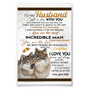 To My Husband, Couple Wolf Gift, Wedding Gift Photo Print