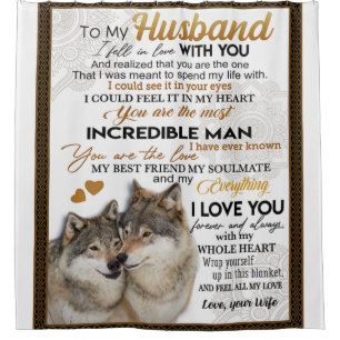 To My Husband, Couple Wolf Gift, Wedding Gift Shower Curtain