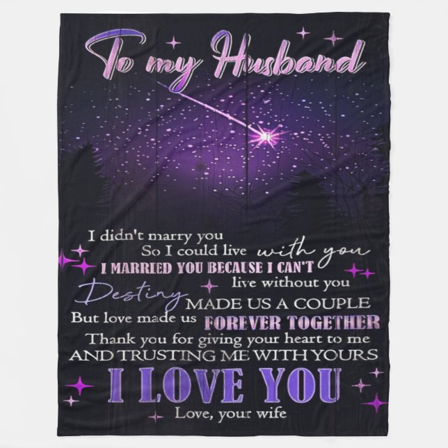 To My Husband Decor, Love Quotes Letter Fleece Blanket (Front)