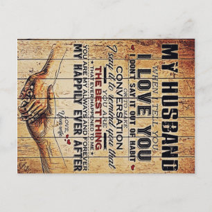 To My Husband Decor, Love Quotes Letter Postcard