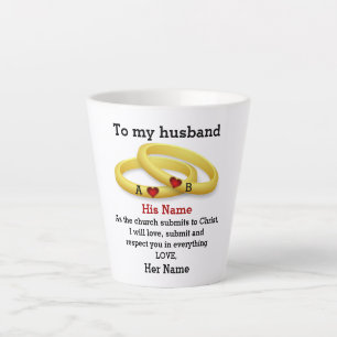 To my husband for him wedding couple ring monogram latte mug