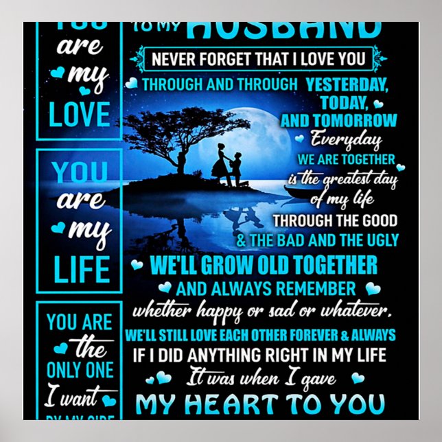 To My Husband Gift, Cute Husband Birthday Gift Poster (Front)