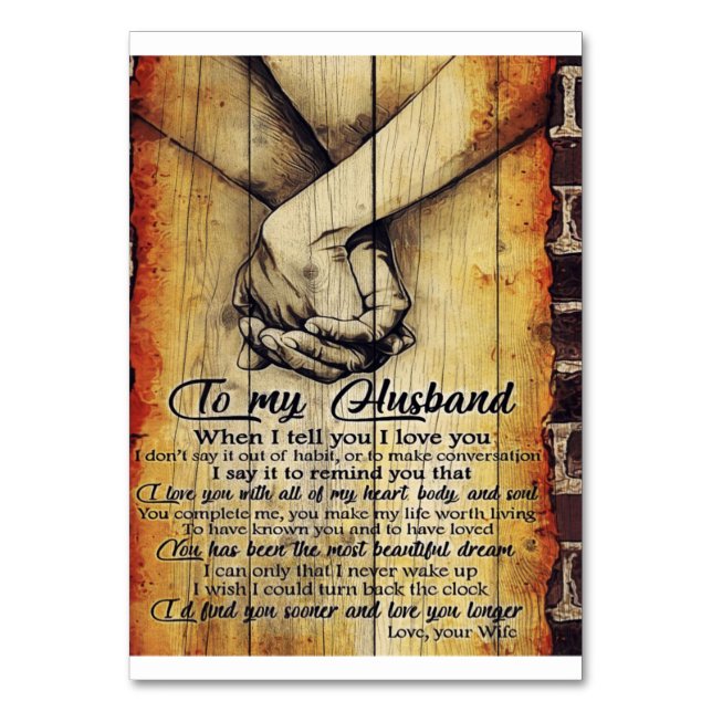 To My Husband Gift | Cute Husband Gift Table Number (Front)