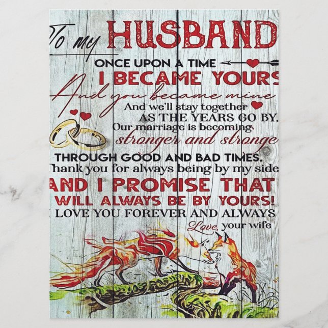 To My Husband Gift | Letter For Him | Menu (Front)
