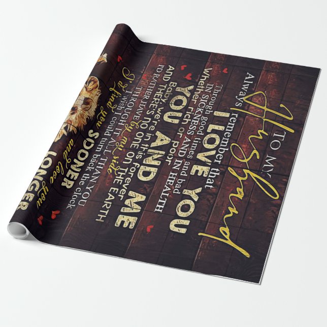 To My Husband Gift, Personalised Present Wrapping Paper (Unrolled)