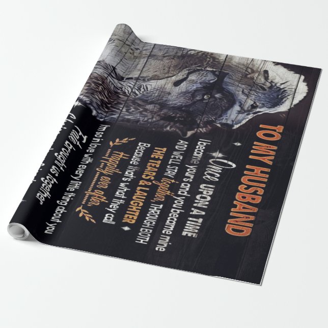 To My Husband Gift, Personalised Present Wrapping Paper (Unrolled)