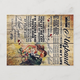 To my husband gift   Special letter to husband Announcement Postcard
