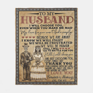 To My Husband Halloween Couple Love Gift Fleece Blanket