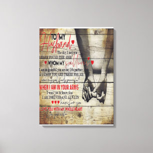 To My Husband Letter, Love Quotes Gift Canvas Print