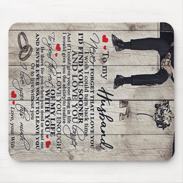 To My Husband Letter, Love Quotes Gift Mouse Pad (Front)