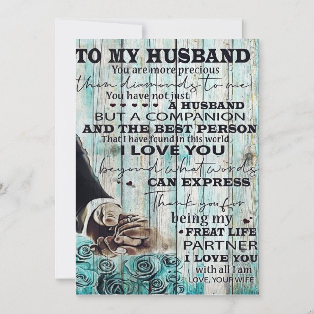To My Husband Letter | Lovely Gift For Husband Holiday Card (Front)