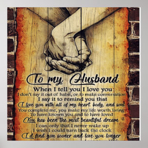 To My Husband Letter, Lovely Quotes Gift Poster