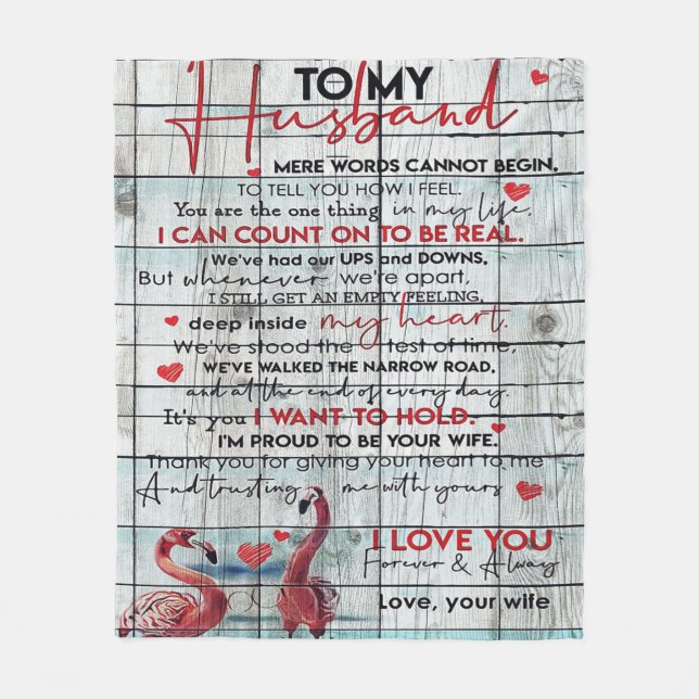 To my Husband | Lovely Husband Gift Fleece Blanket (Front)
