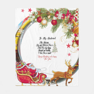 To my Husband Merry Christmas Fleece Blanket
