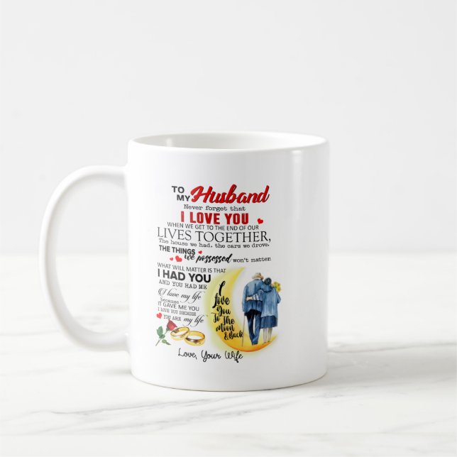 To my husband never forget that shirt coffee mug (Left)
