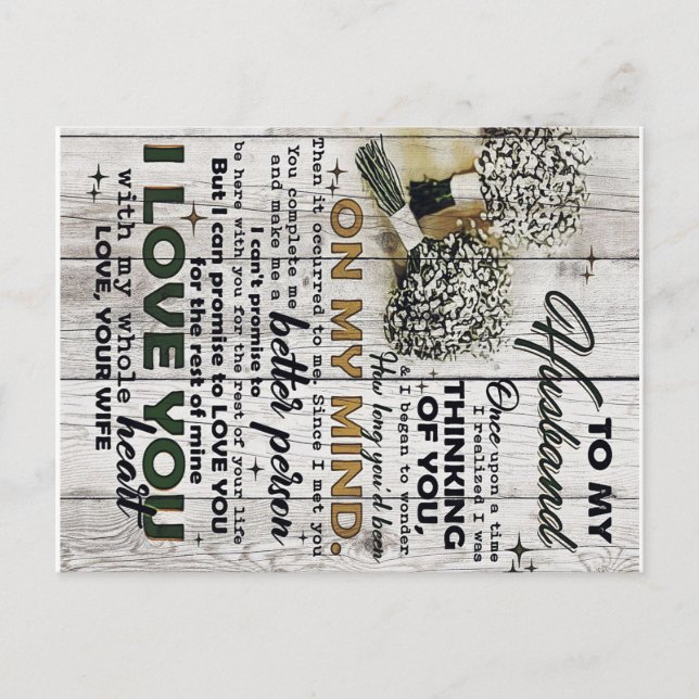 To my Husband |To My Husband | Love Quotes To Him Announcement Postcard (Front)